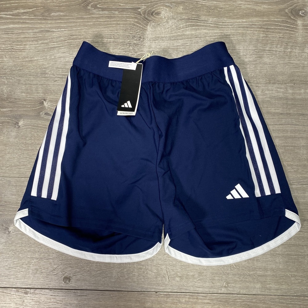 adidas Navy Blue Athletic Shorts with White Stripes